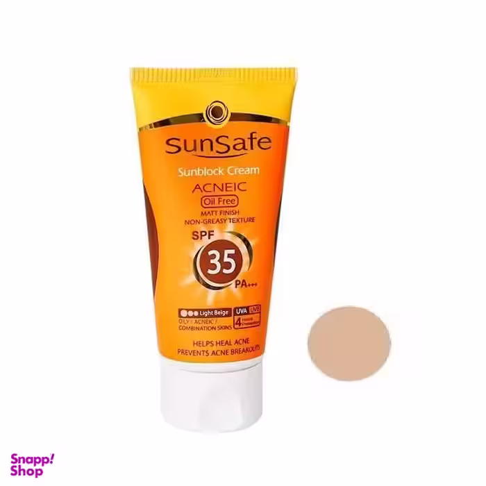 کرم ضد آفتاب سان سیف (Sunsafe) مدل Acneic رنگ بژ روشن حجم 50 میلی‌‌لیتر