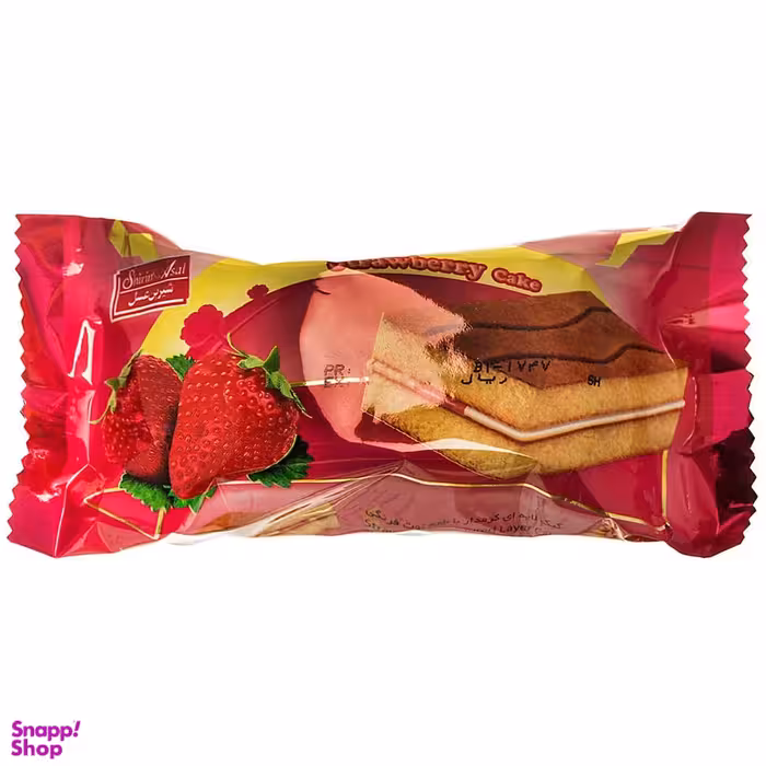 کیک لایه ای با طعم توت فرنگی آلبینا شیرین عسل وزن 25 گرم