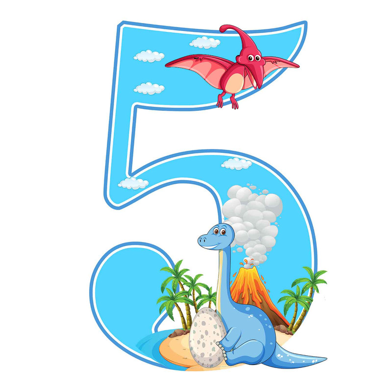 استند رومیزی تولد مدل عدد 5 طرح دایناسور کد 1888