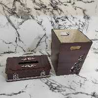 ست سطل و جادستمالی چوبی از جنس ام دی اف دو لایه بسیار زیبا و بادوام کد 216