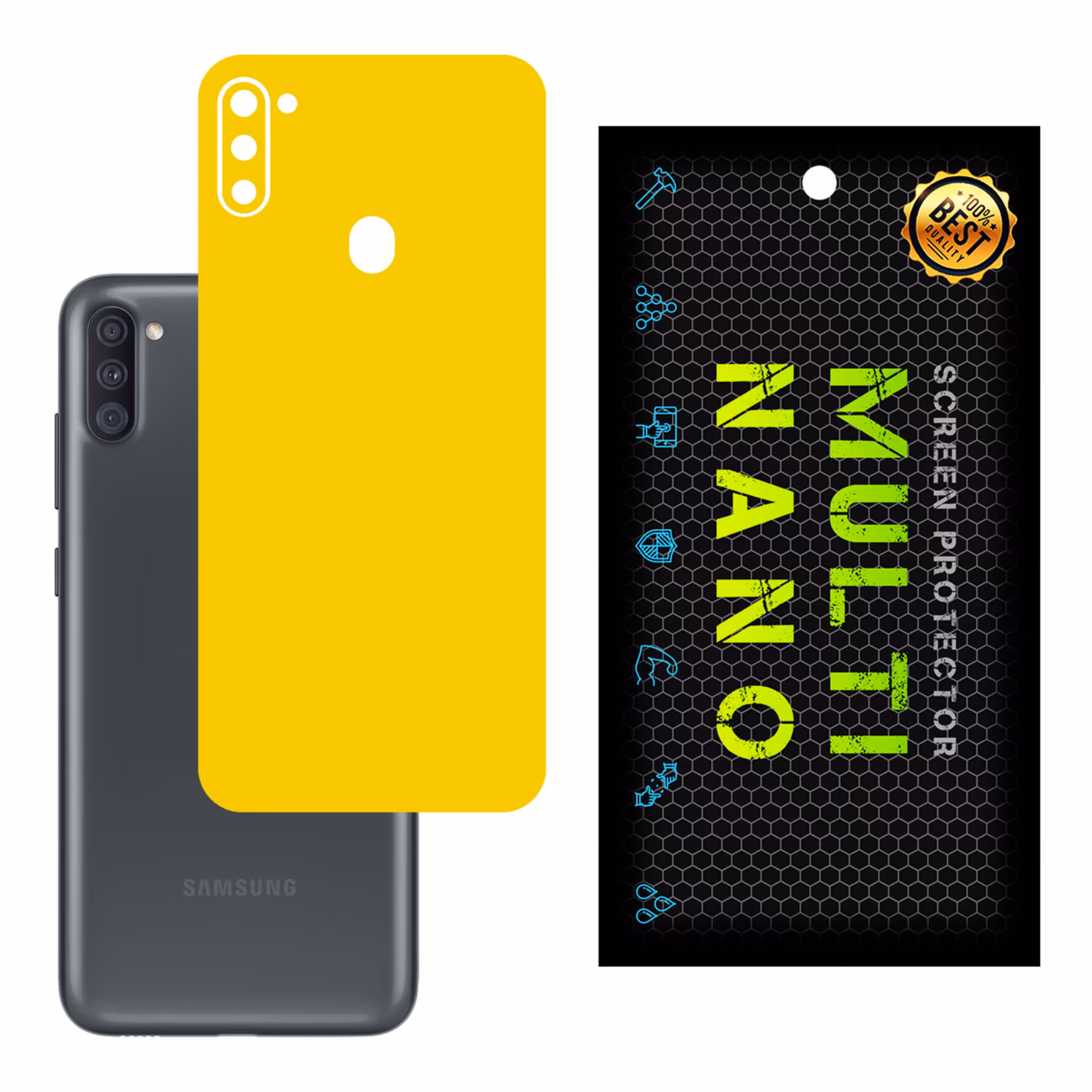 برچسب پوششی MultiNano مدل X-F1M-Yellow برای پشت موبایل سامسونگ 11 M