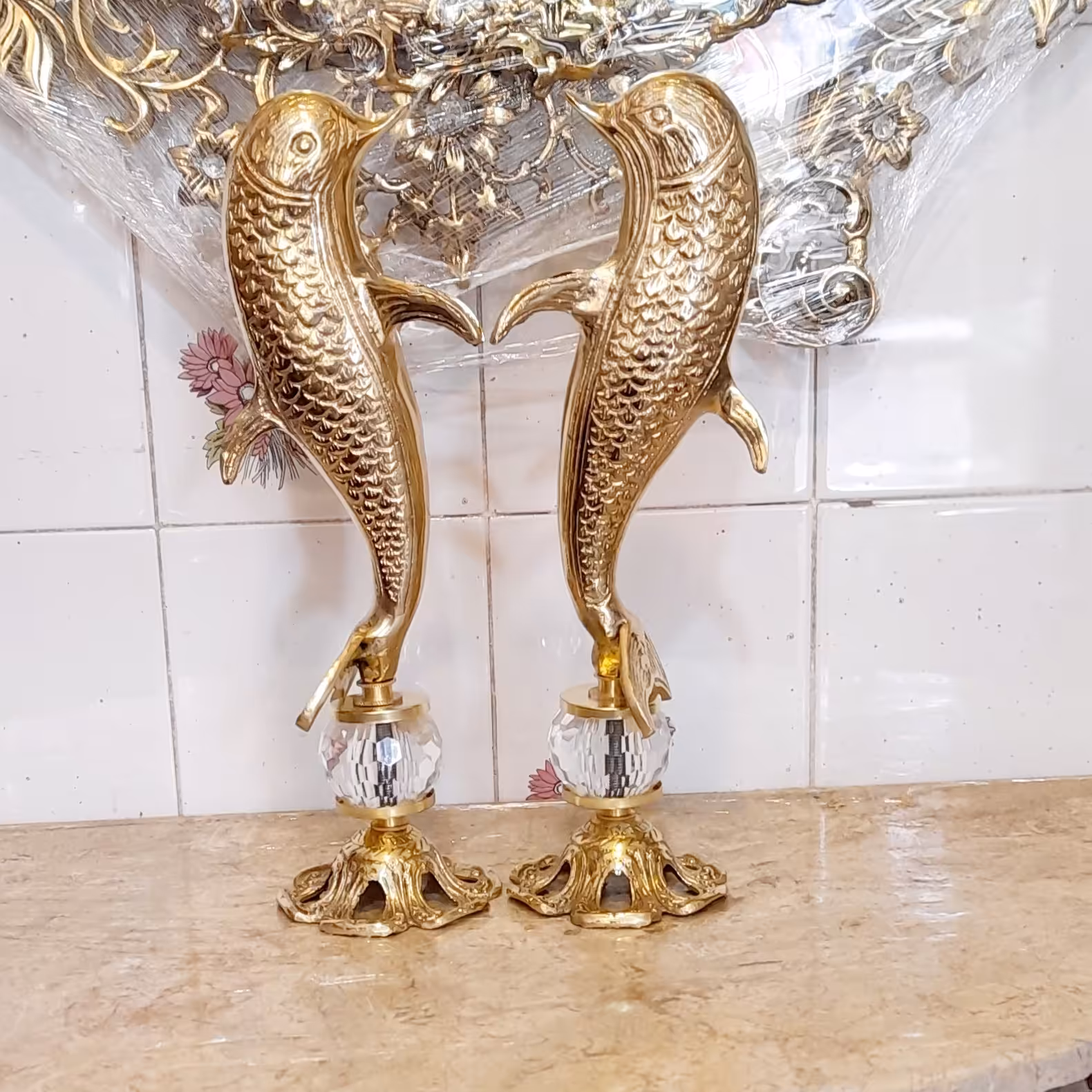 دلفین ایستاده برنز جفتی