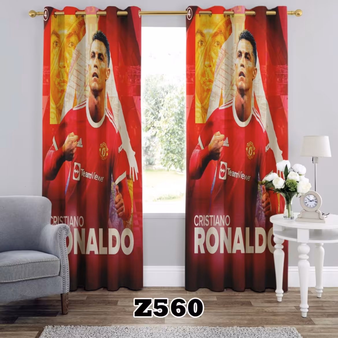 یک عدد پنل پرده اماده  طرح رونالدو z560