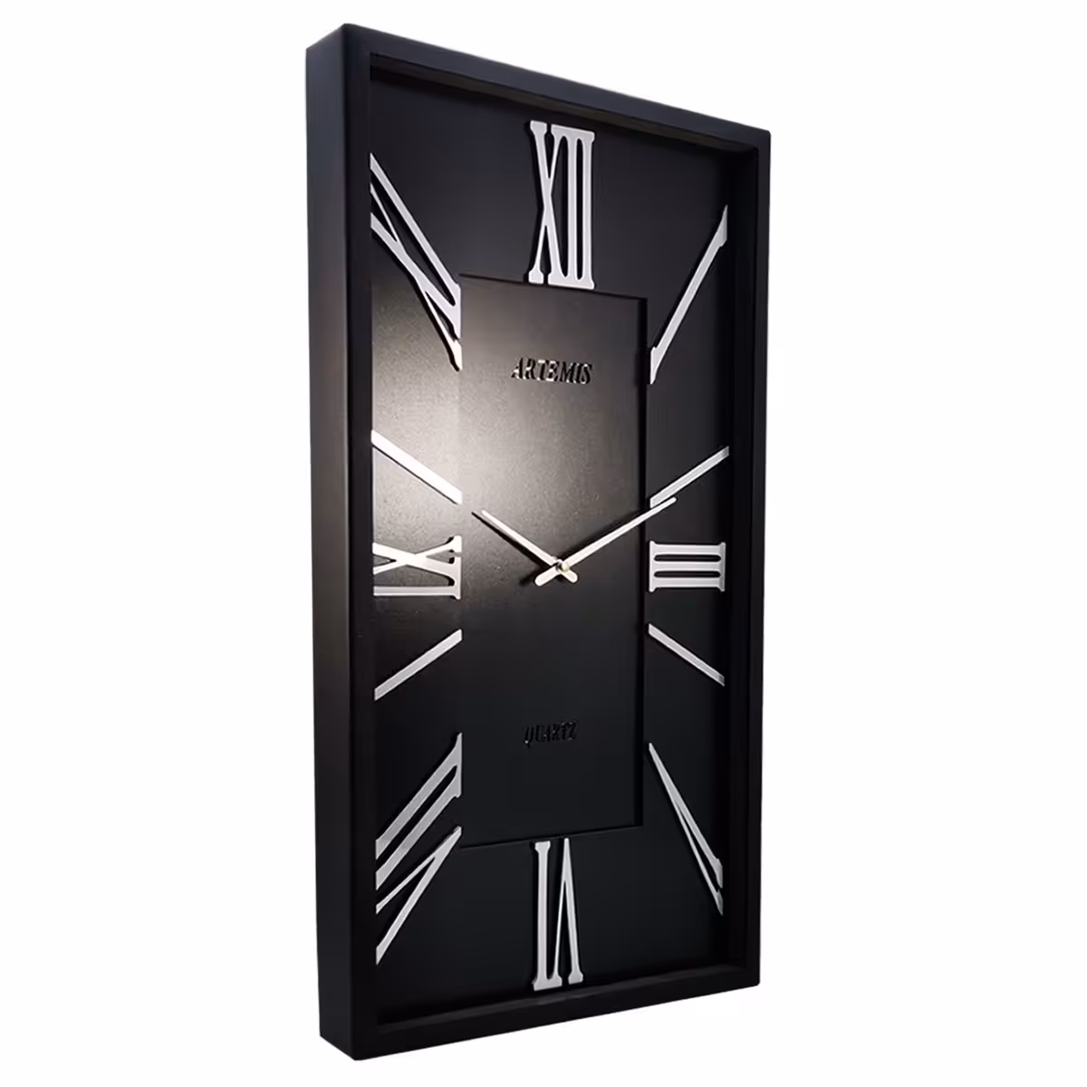 ساعت دیواری آرتمیس مدل 2028 مشکی (زه و صفحه مشکی) و اعداد نقره