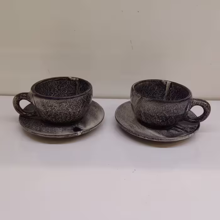 فنجان لته خوری سرامیک طرح سنگ مدل جفت 