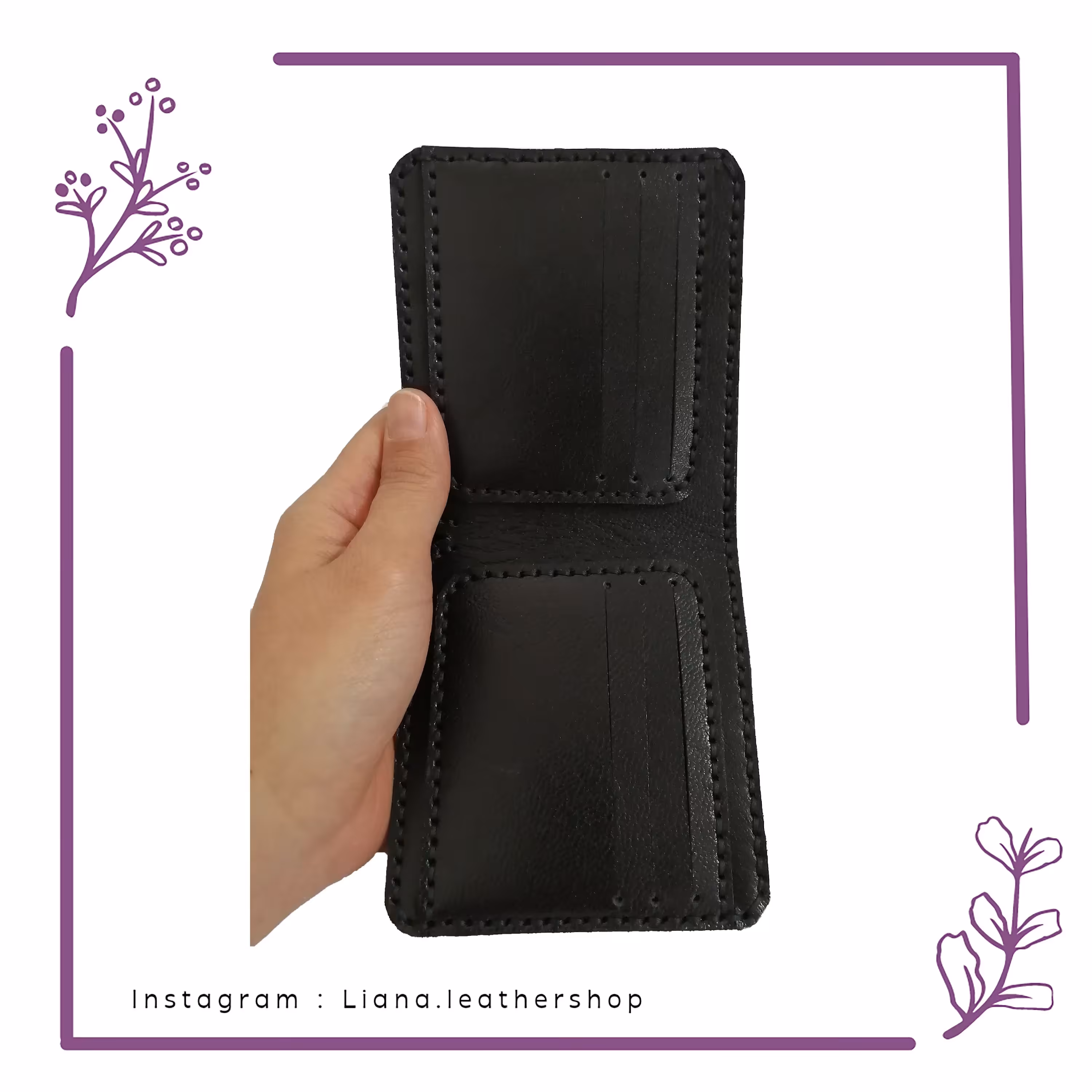 کیف پول جیبی چرم طبیعی ممتاز کاملا دستدوز
