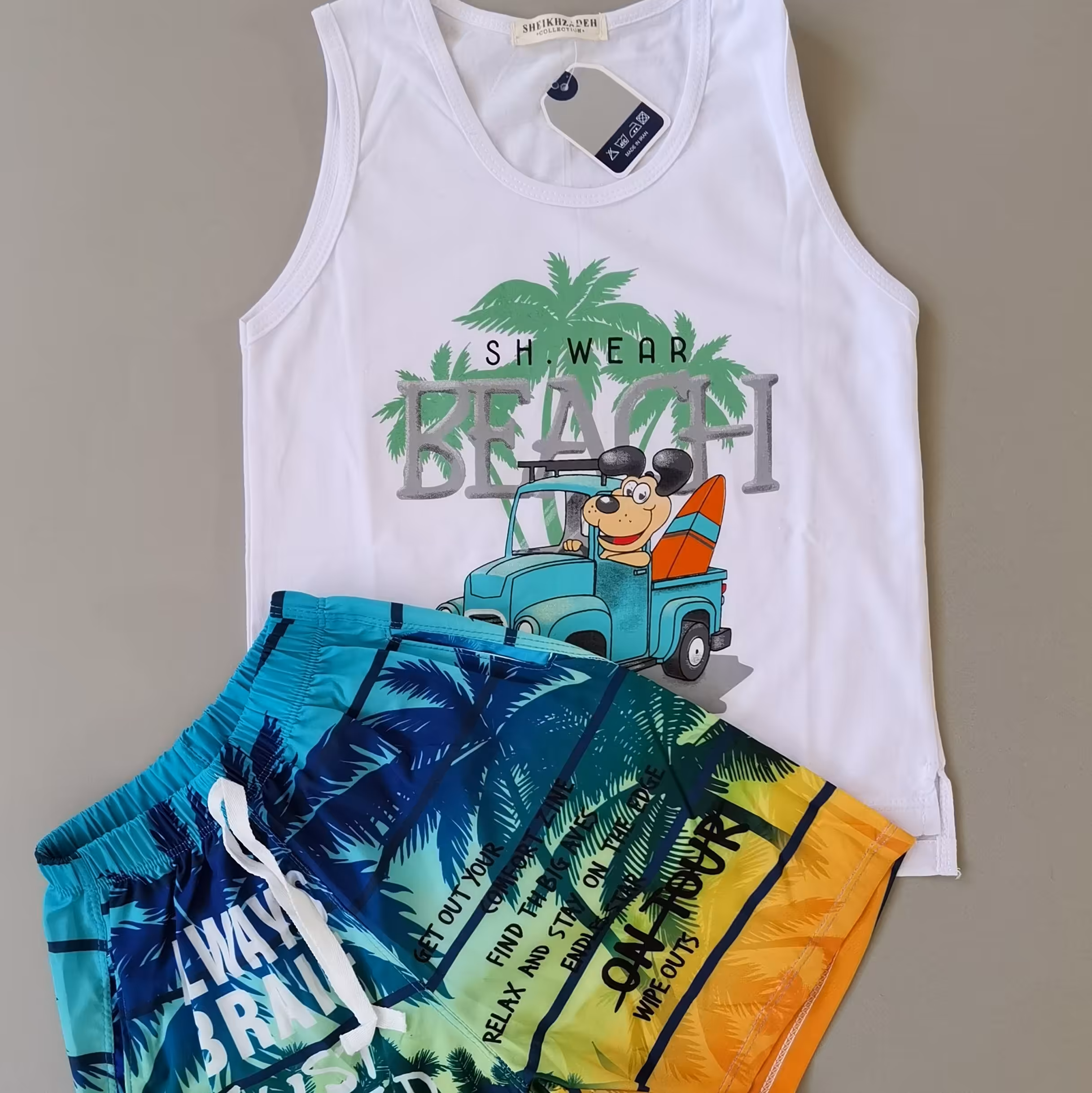 رکابی شلوارک هاوایی عالی ایرانی مناسب 6 الی 8 سال