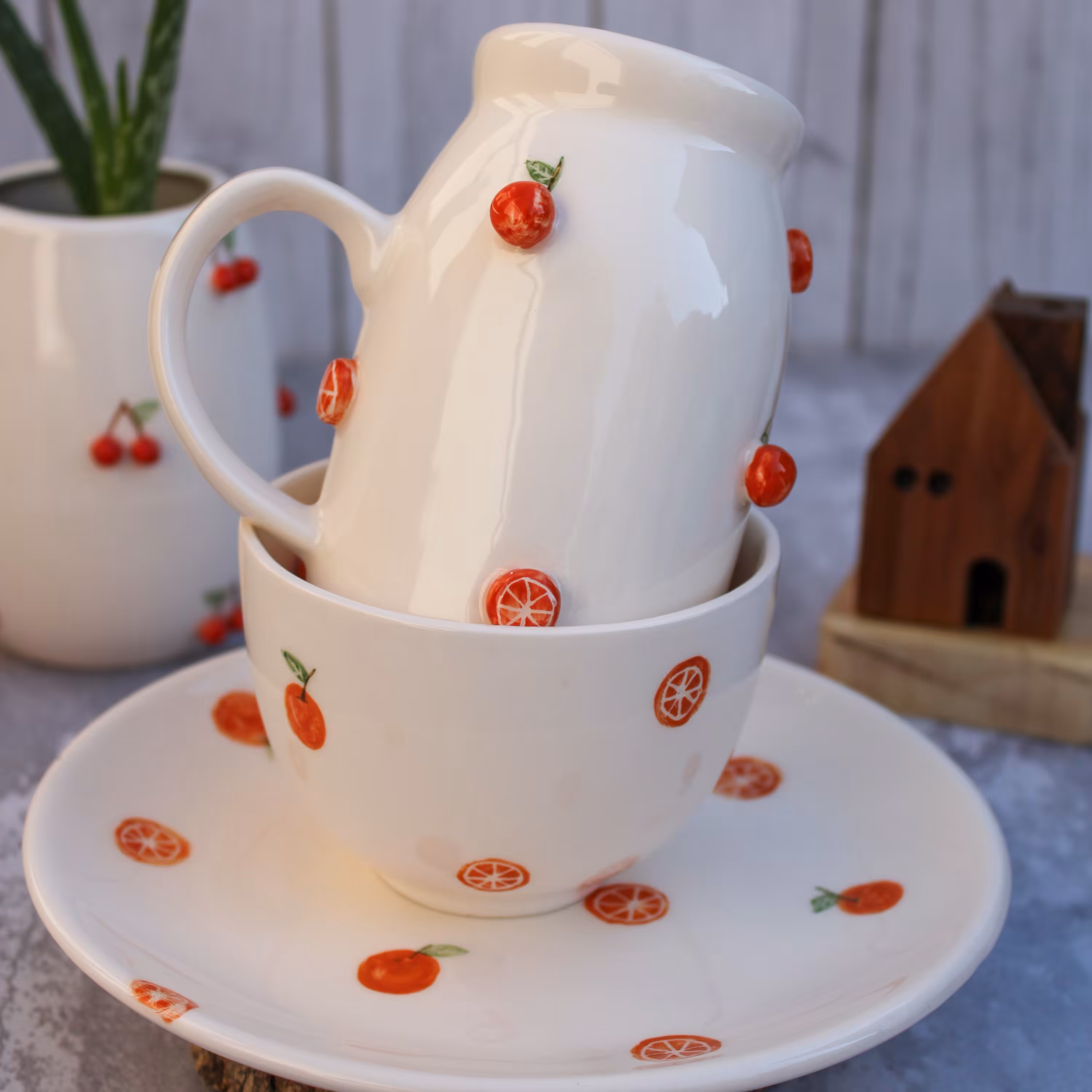 سِت جذاب ماگ و کاسه و بشقاب میوه ها🍊