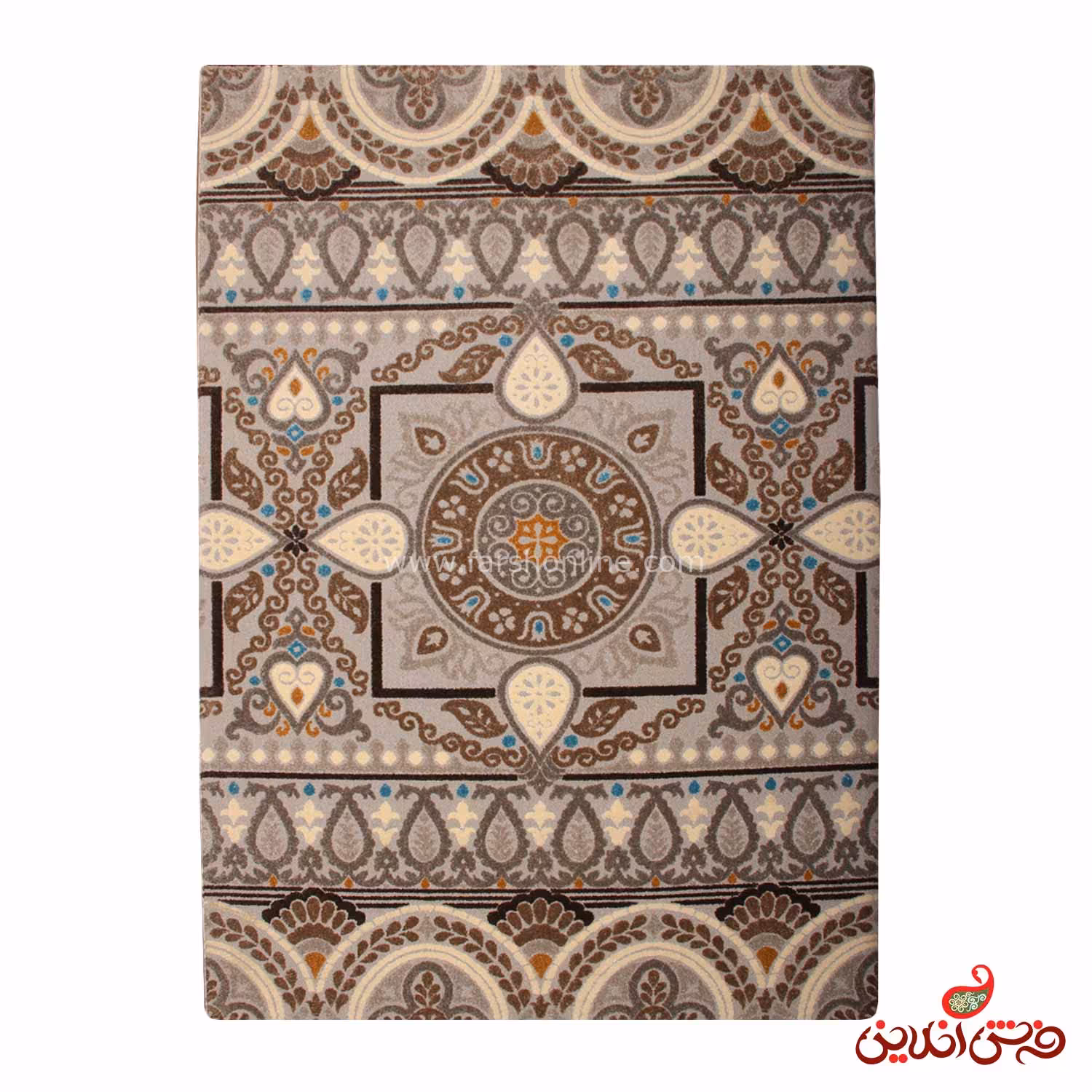 فرش  ماشینی ساوین کد 7416 نقر ه ای روشن 1*1.5 متر