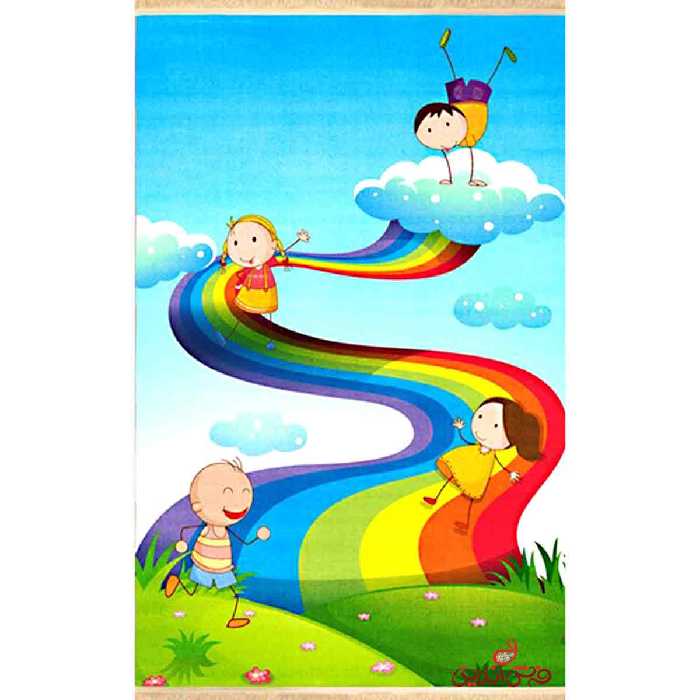 فرش ماشینی کودک کلاریس طرح رنگین کمان کد 100247