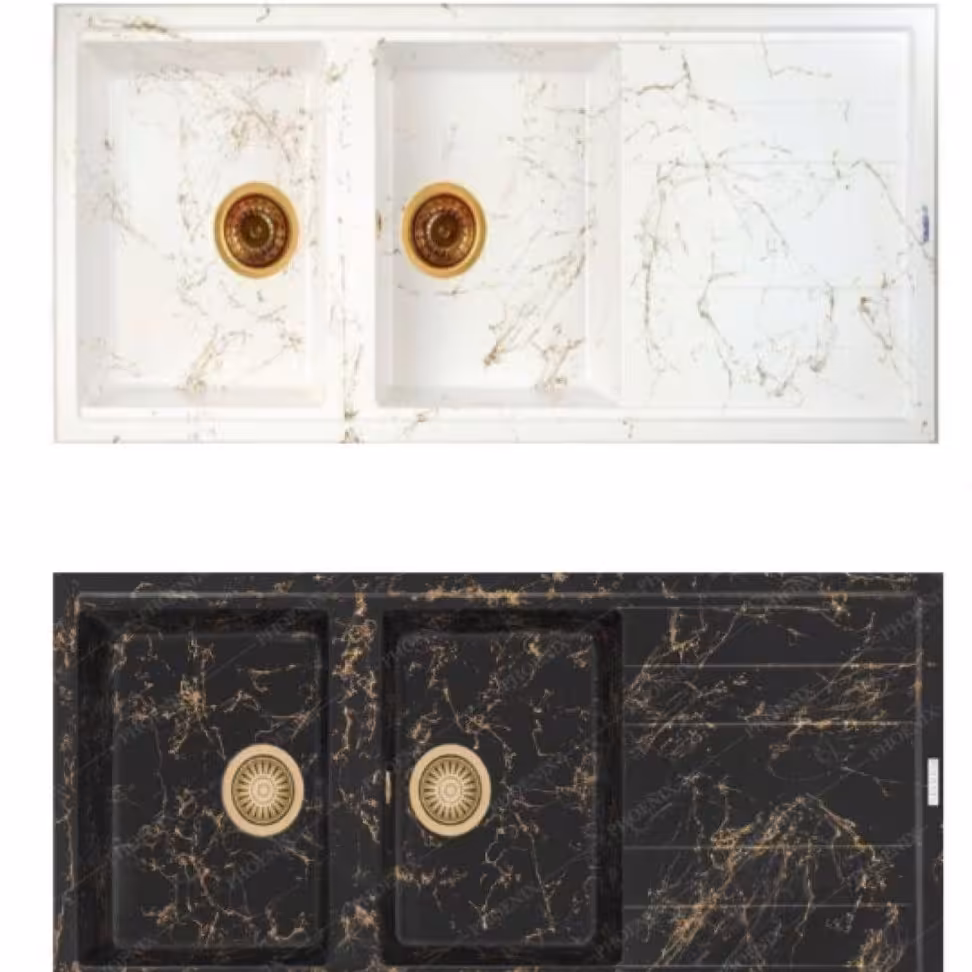 سینک گرانیتی با سیفون کروم 114 پس کرایه 