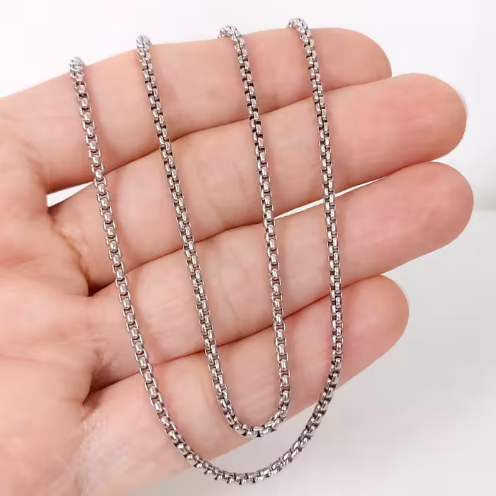 زنجیر استیل ویتالی مردانه نقره ای ظریف جنس درجه یک و با کیفیت و رنگ ثابت 