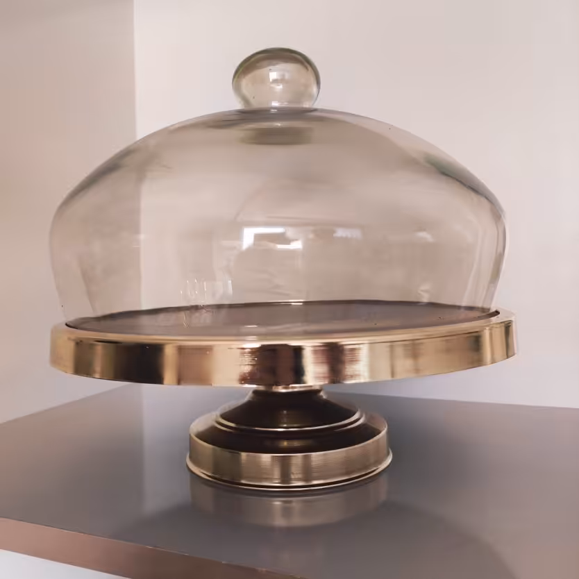 ظرف سرو کیک پایه دار طلایی 