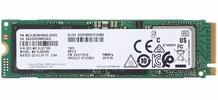 حافظه اس اس دی سامسونگ مدل PM981a با ظرفیت 256 گیگابایت