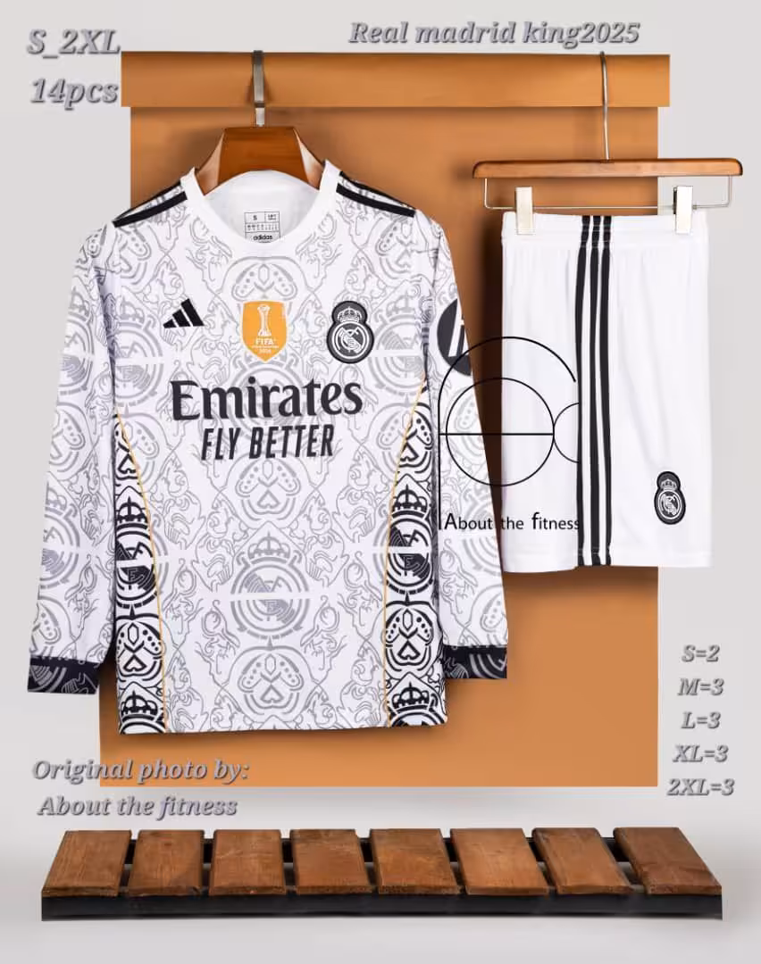 کیت رئال مادرید کانسپت پادشاهی 2024-2025 آستین بلند (پیراهن شورت) ورژن هواداری