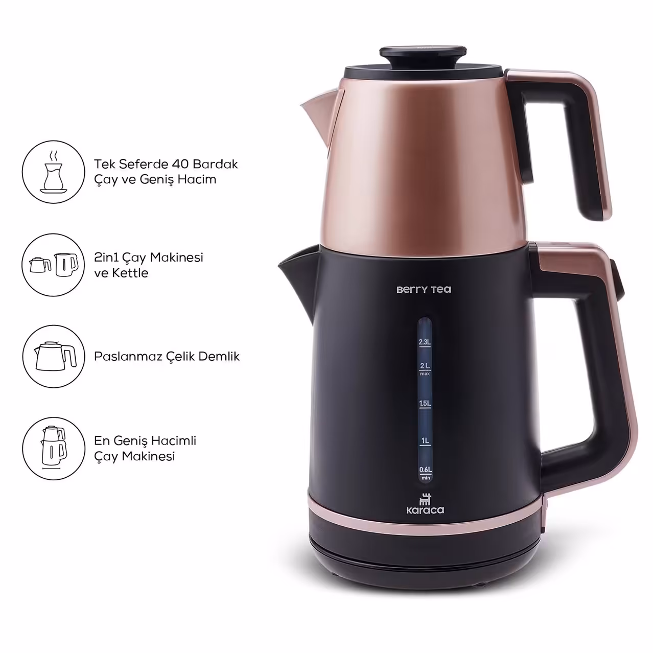 چایساز کاراجا مدل  BERRY TEA رنگ رزگلد  