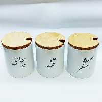 بانکه سرامیکی درب چوبی مناسب برای پاسماوری و جا ادویه 