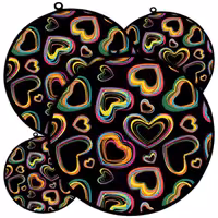 دمکنی ست چهار تکه پارچه ای مخمل دو رو چاپ طرح قلب رنگی سایز 20، 25، 30 و 35 مدل B21-1004 شرکت رنس