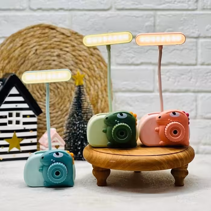 چراغ مطالعه فانتزی طرح دایناسور تراش رومیزی و جامدادی دار