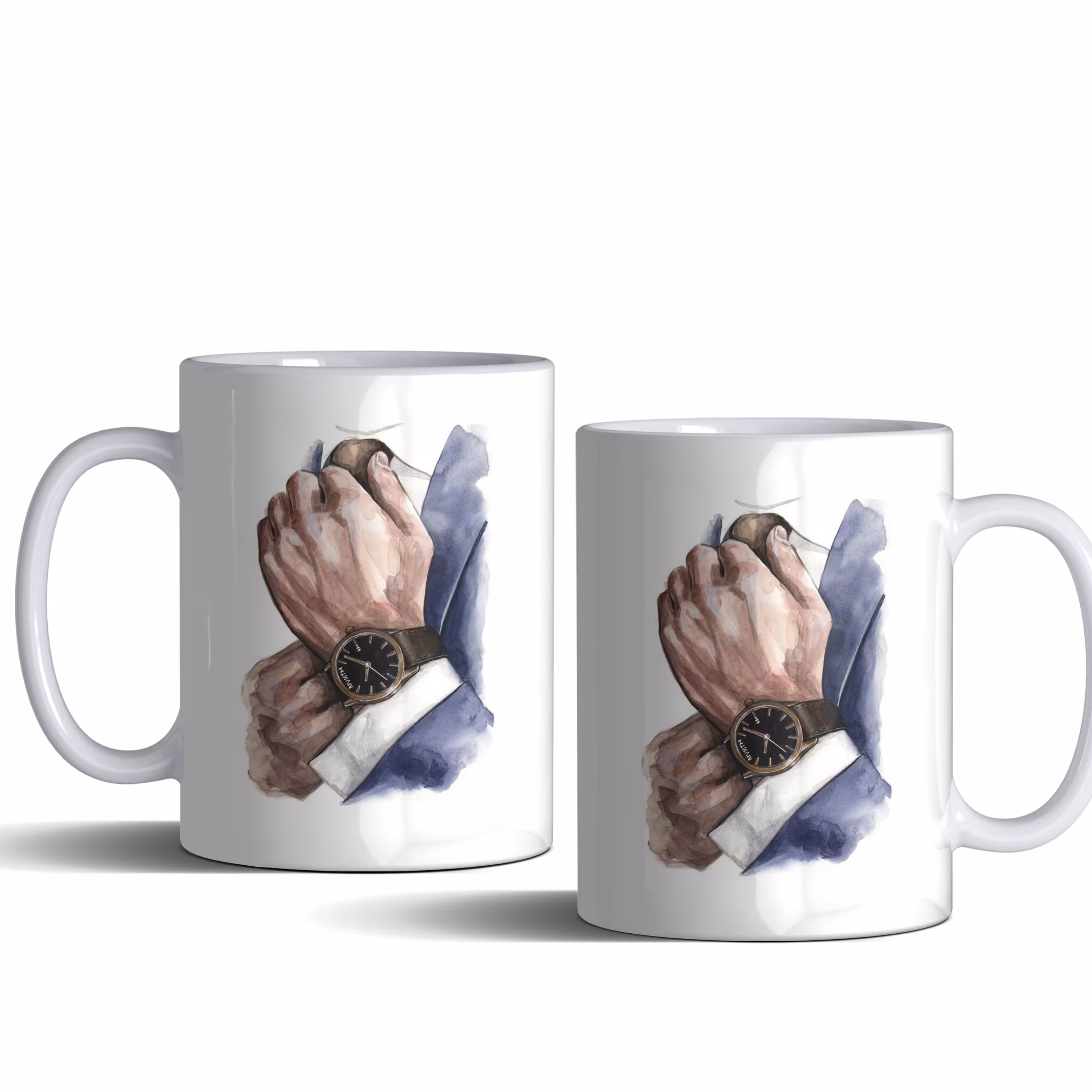 لیوان (ماگ) هنری با طرح دست مردانه با ساعت مچی