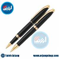 ست خودکار و روان نویس یوروپن مدل Ring طرح مشکی مات گیره زرد