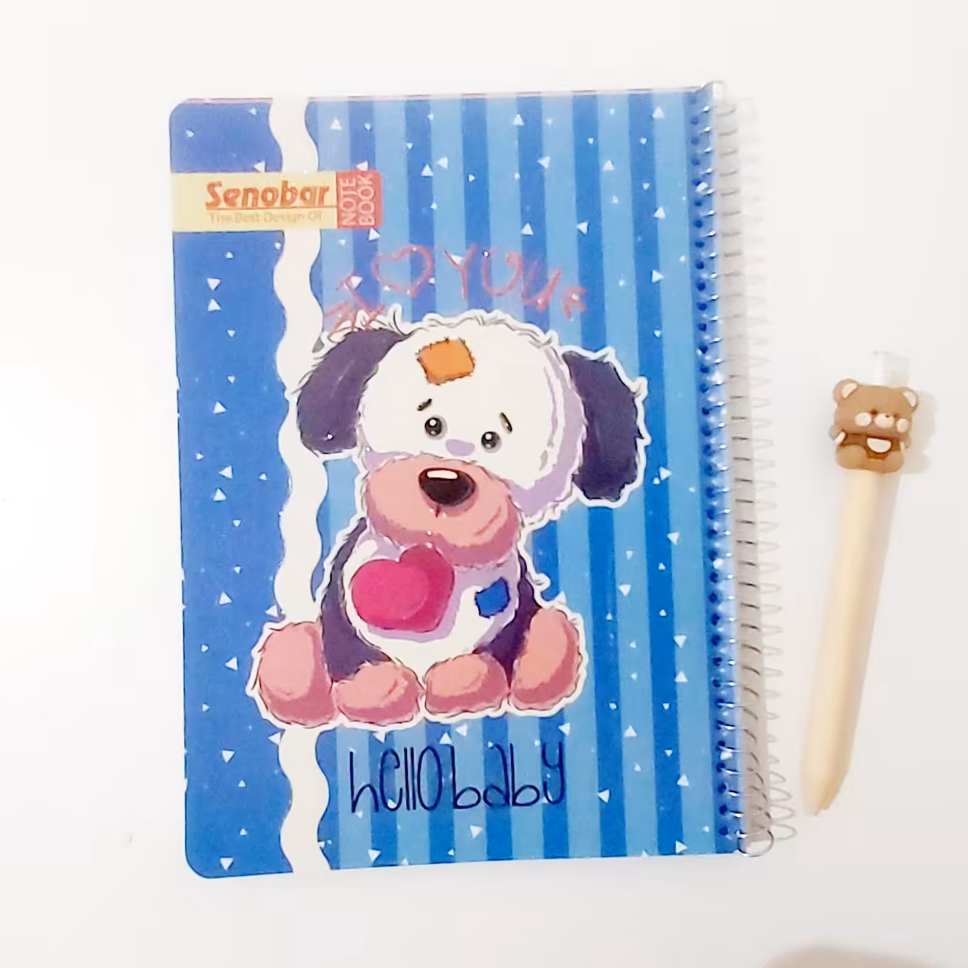 دفتر  مشق 80 برگ جلد طلقی طرح سگ قلبی