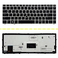 کیبرد لپ تاپ اچ پی EliteBook Folio 9470M مشکی-با موس و بک لایت-با فریم نقره ای
