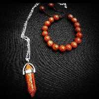 نیم ست دستبند و گردنبند سنگ دلربا قهوه ای سایز سنگ ده گردنبند آویز  سنگ دلربامنشوری 