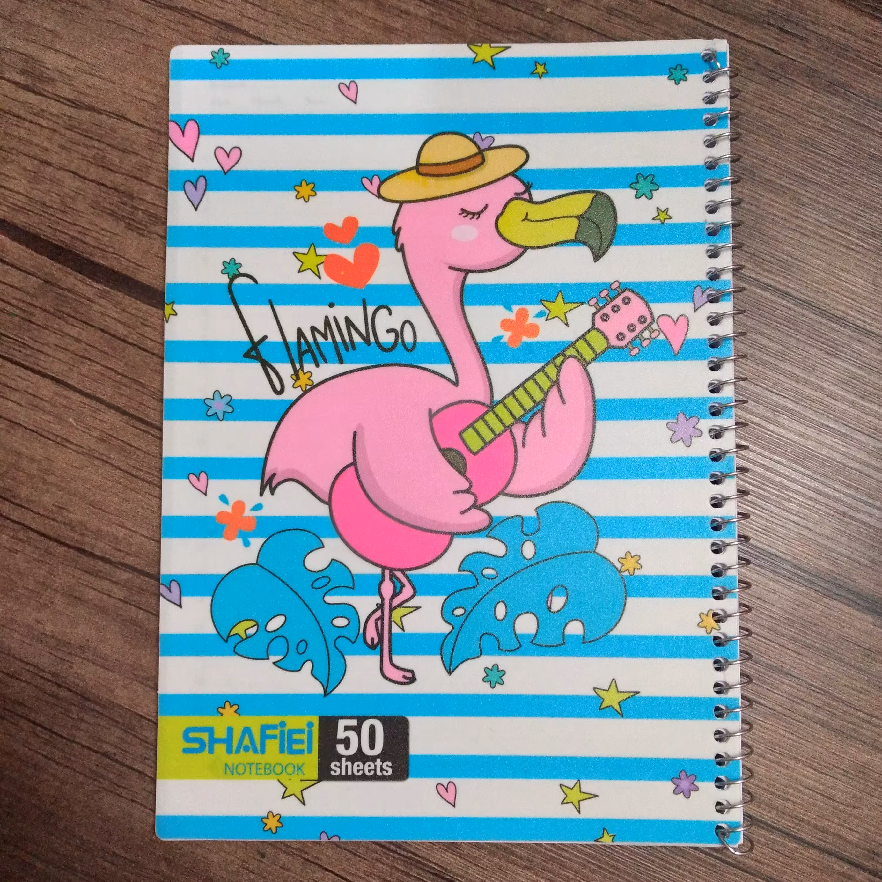 دفتر مشق سیمی 50 برگ شفیعی جلد طلقی مات طرح فلامینگو