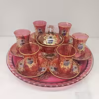 سرویس استکان نعلبکی مدل شاه عباسی آب طلا رنگ ثابت 