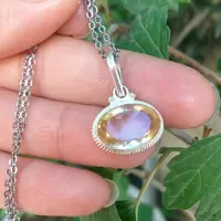 گردنبند نقره زنانه با نگین اصل معدنی سیترین