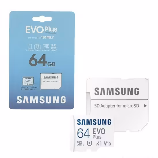 رم موبایل سامسونگ (SAMSUNG) مدل 64GB MicroSDXC UHS-I U1 A1 V10 Evo Plus خشاب دار

