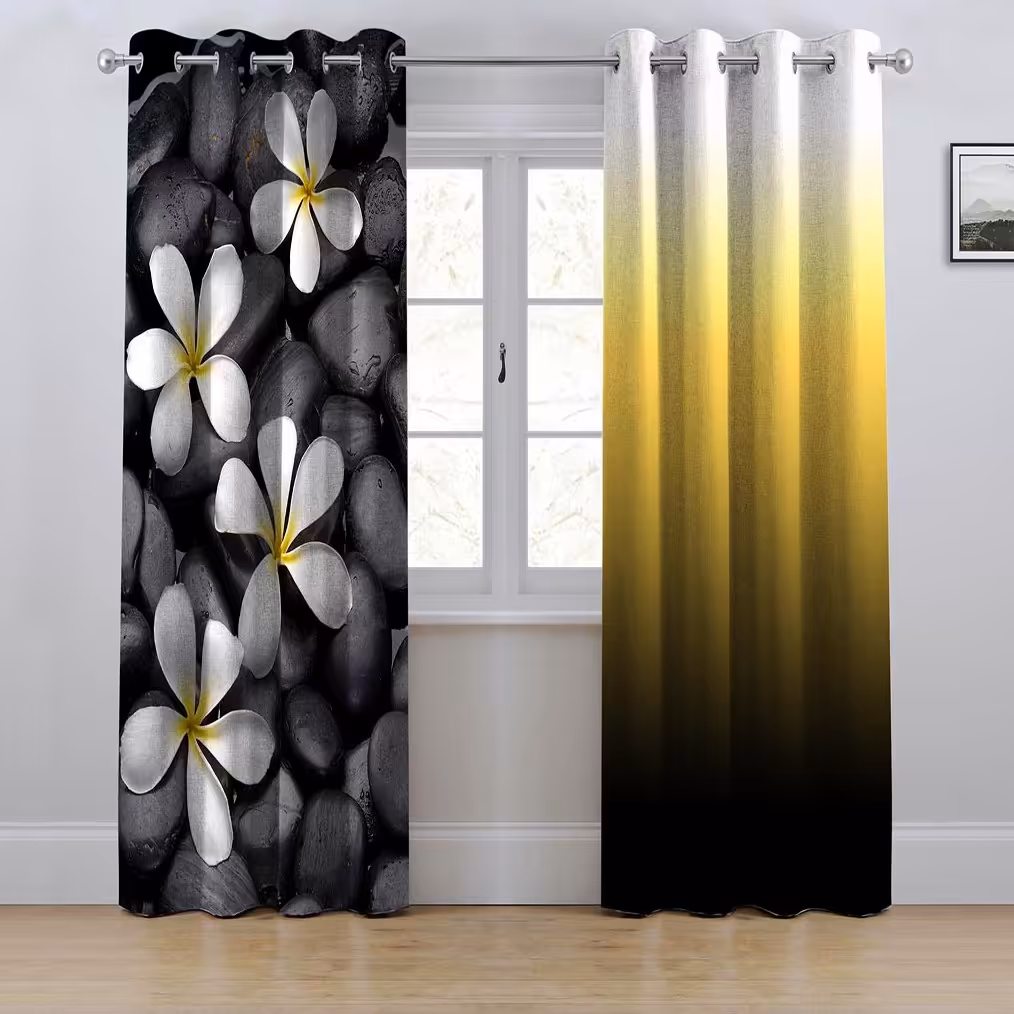 پرده پانچی مدل گل سنگی ابعاد ارتفاع280در عرض145