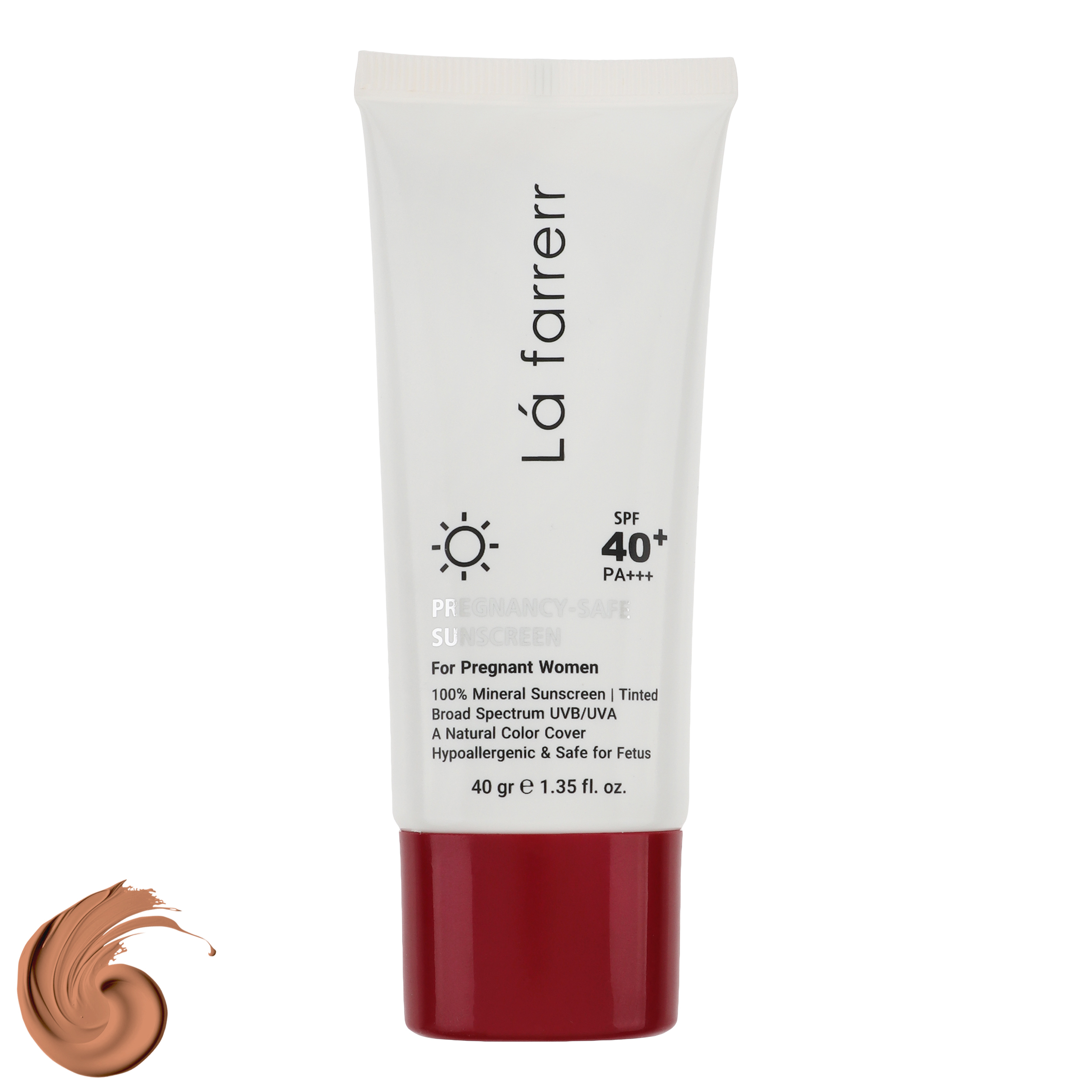 کرم ضد آفتاب SPF40 مینرال رنگی لافارر مناسب انواع پوست ویژه خانم های باردار حجم 40 میلی لیتر