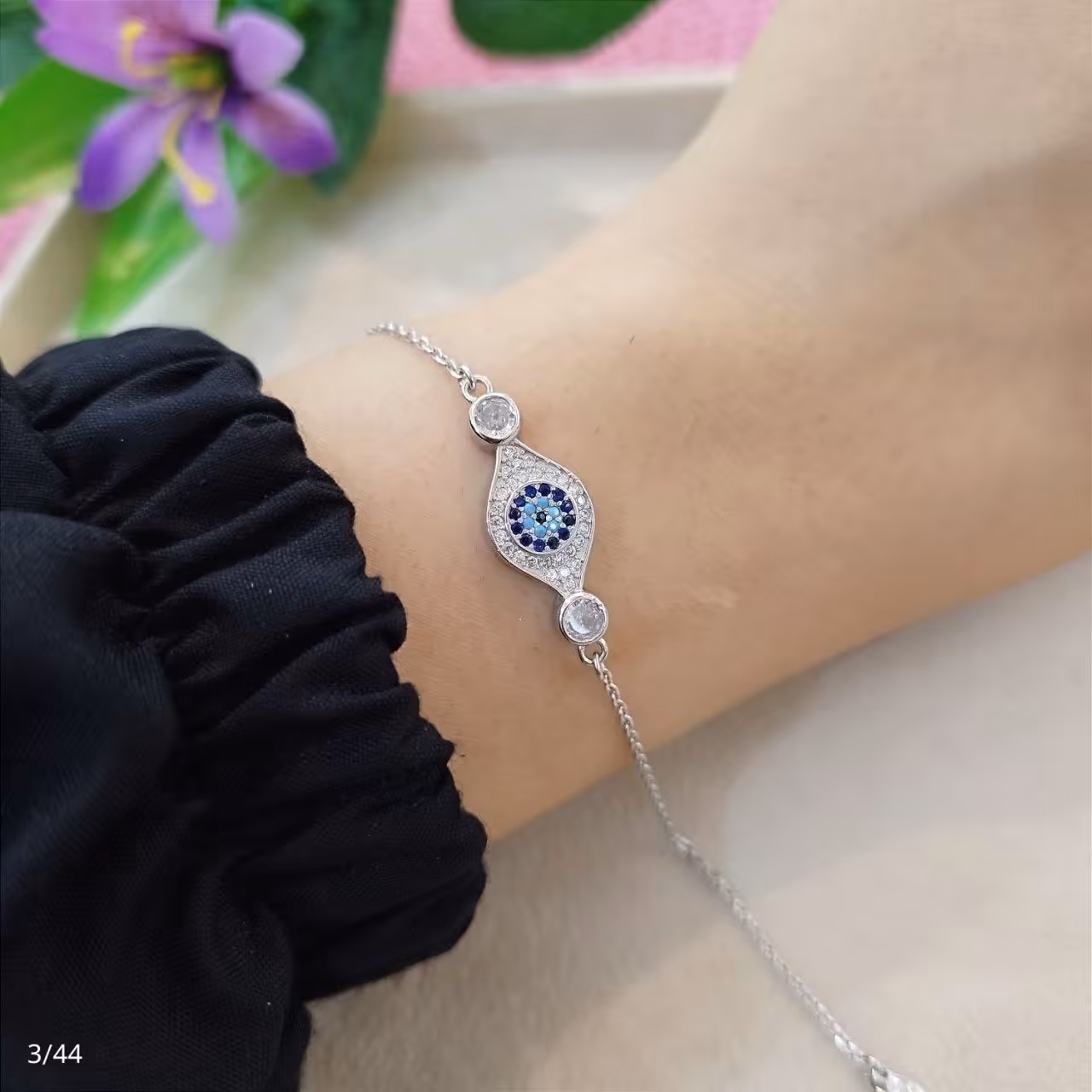 دستبند نقره زنانه چشم نظر. کد 81