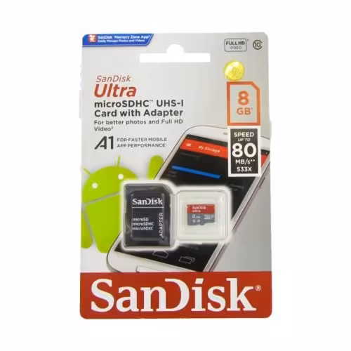 رم 8 گیگ سان دیسک میکرو SanDisk 8 G سرعت بالا اورجینال گارانتی مادام کلاس 10 A1