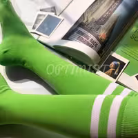 جوراب زیرزانو دوخطی سبز فسفری نخ پنبه فری سایز