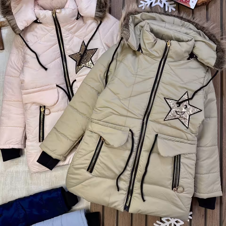 کاپشن داخل خز دخترانه مناسب 4 تا 8 سال جنس شمعی 