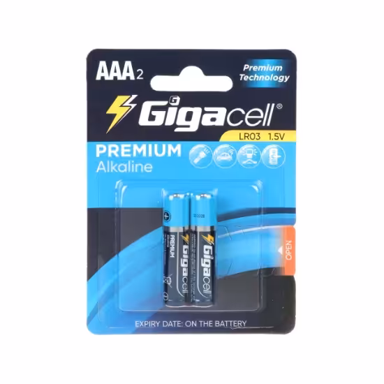 باتری نیم قلمی گیگاسل مدل Premium Alkaline LR03 بسته 2 عددی