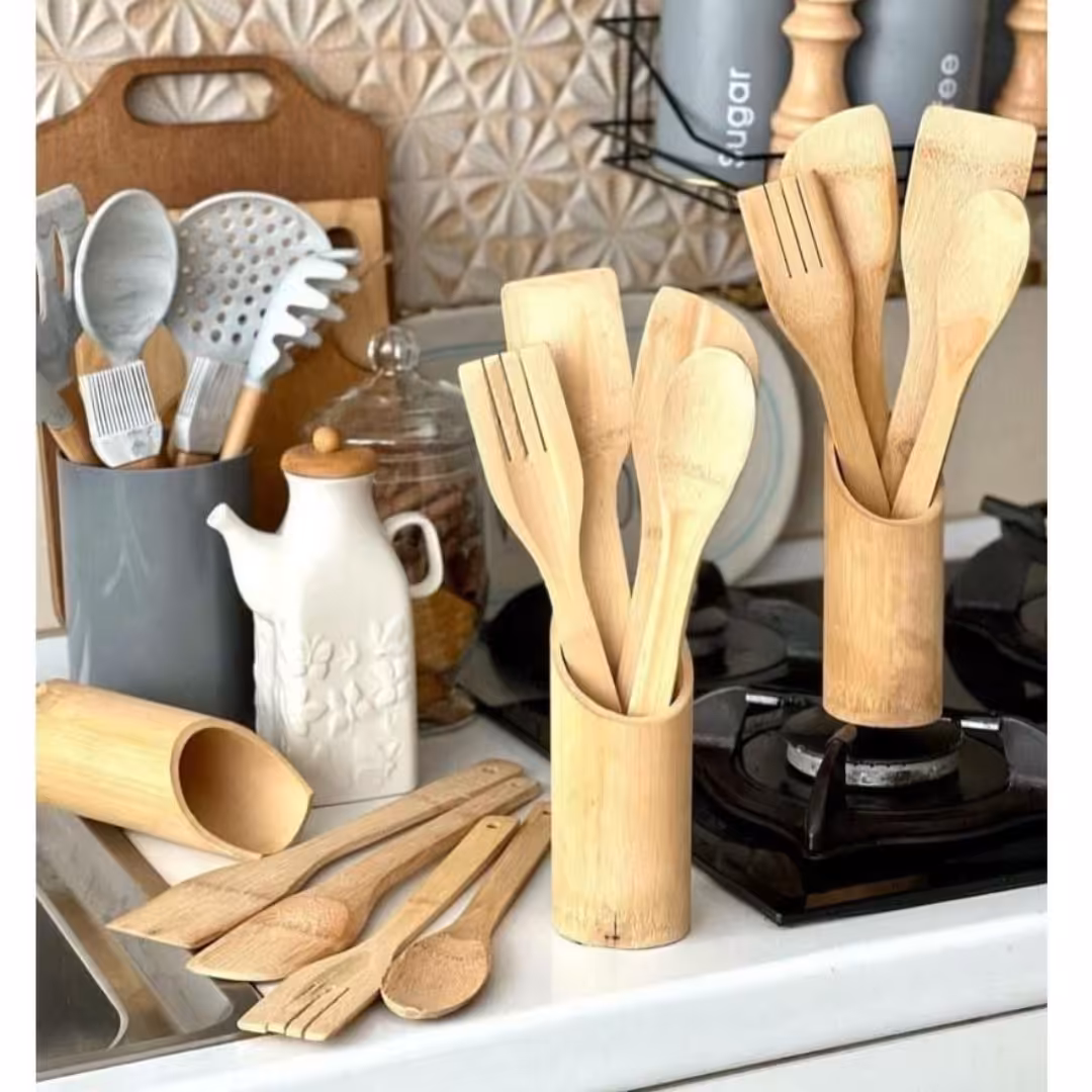 ست کفگیر  و ملاقه بامبو 