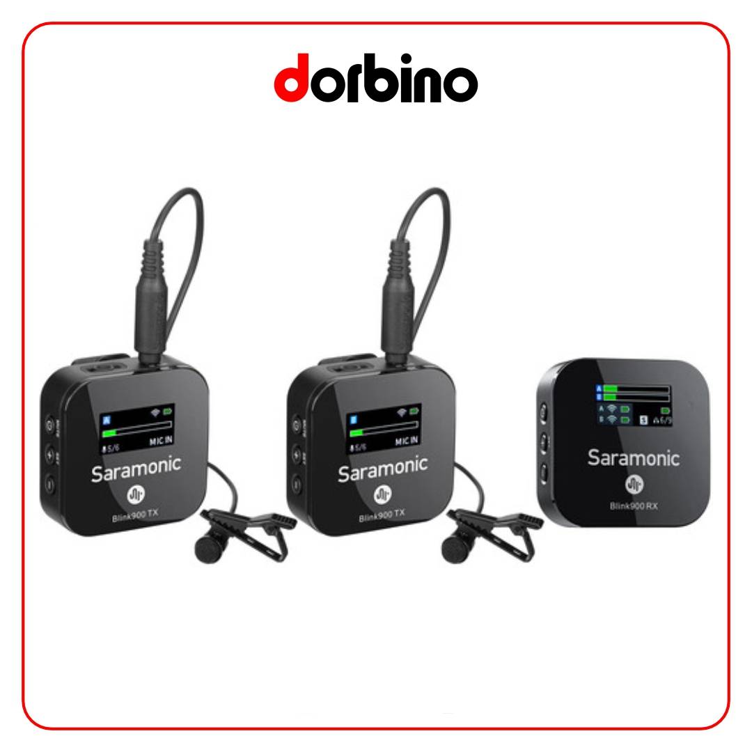 میکروفون سارامونیک Saramonic Blink 900 B2 2-Person Digital Camera-Mount Wireless Omni Lavalier Microphone System (2.4 GHz, Black) - فروشگاه دوربین دوربینو