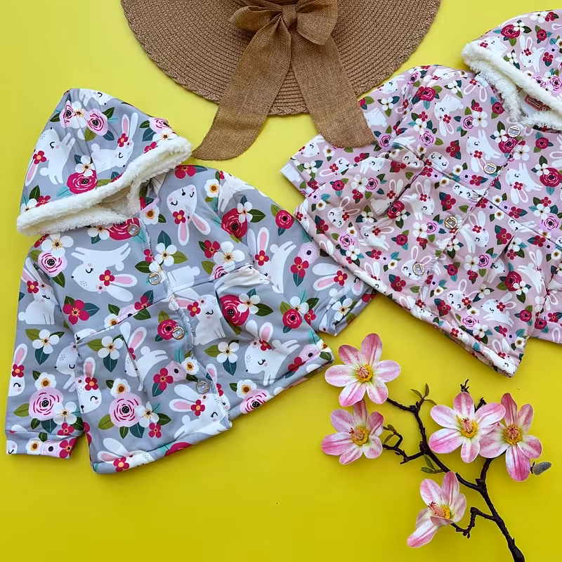 کاپشن دخترانه خرگوشی داخل خز سایز 35 و 40 