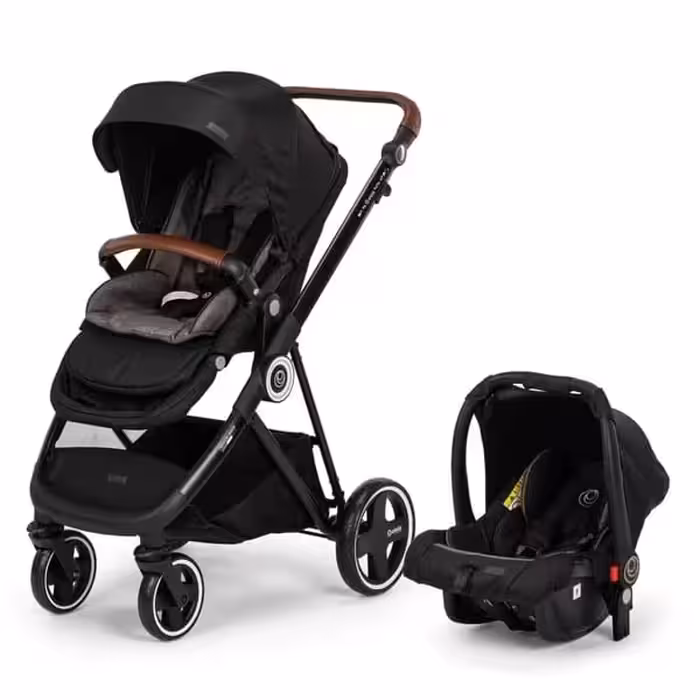 کالسکه کریر elele مدل  رنجر با صندلی رو به مادر و قابلیت نصب کریر بر روی کالسکه و چرم دوزی نچرال دسته و گارد کالسکه رنگ مشکی -طوسی   elele ranger / black