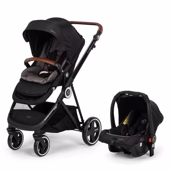 کالسکه کریر elele مدل  رنجر با صندلی رو به مادر و قابلیت نصب کریر بر روی کالسکه و چرم دوزی نچرال دسته و گارد کالسکه رنگ مشکی -طوسی   elele ranger / black