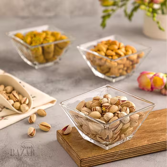 پیاله  شیشه ای مربع پذیرایی