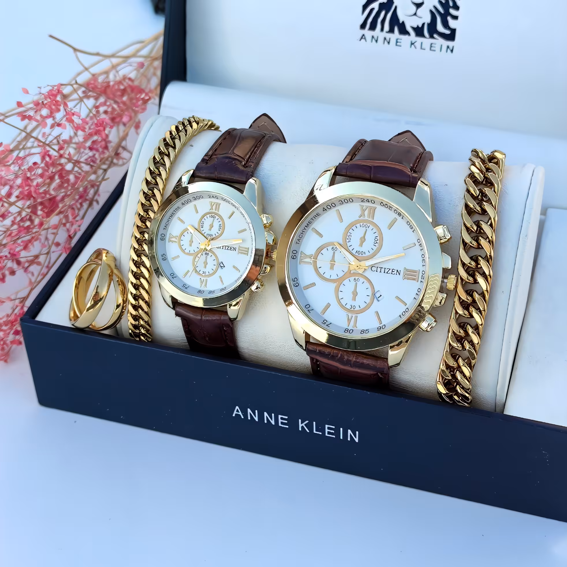 ست ساعت سیتیزن همراه 2 عدد دستبند حلقه 