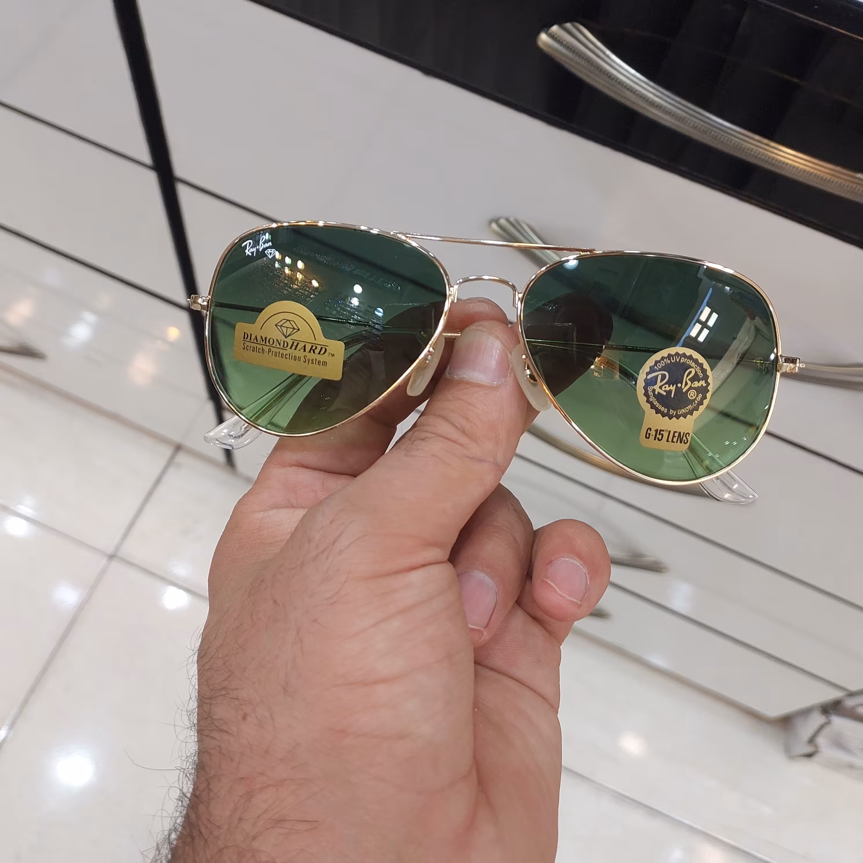 عینک آفتابی خلبانی مردانه و زنانه مارک ریبن (سبز هایلایت )