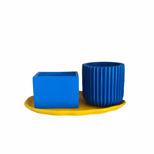 ست گلدان دو تکه مدل سوزان مجموعه دو عددی به همراه سینی دفرمه 