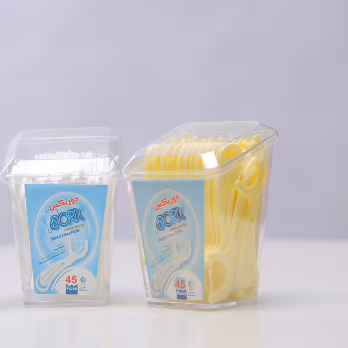 نخ دندان دسته دار ساده لیوانی 45 عددی دوریکس