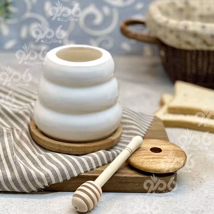 عسل خوری چوب سرامیک قاشق دار